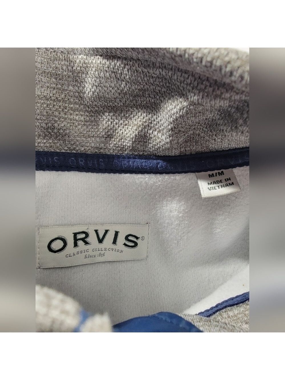 ORVIS Mens Bonded Mesh Fleece Full Zip Jacket Medium Gray Blue Sprin Mid Weight - Picture 4 of 11